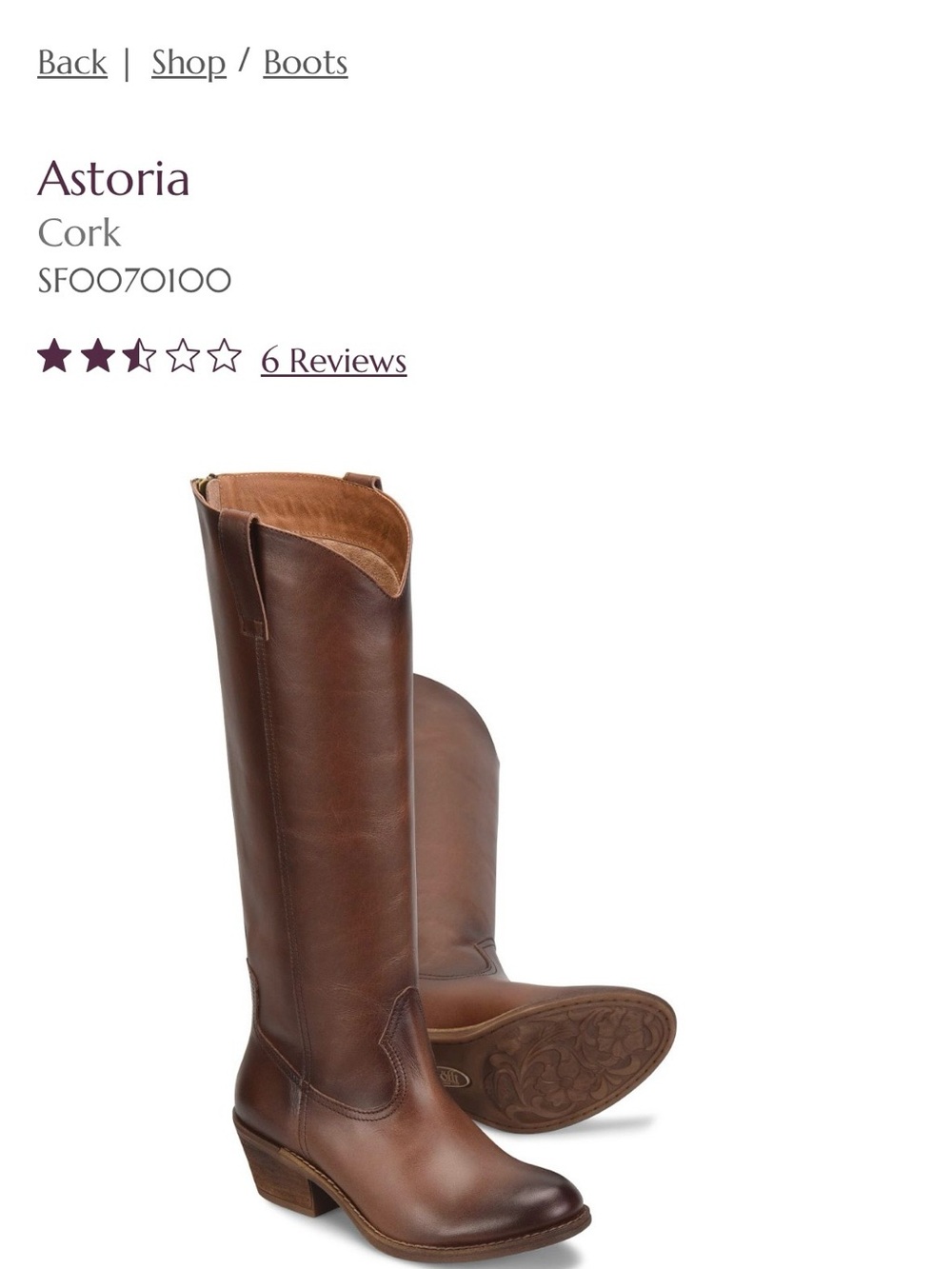 Sofft Astoria Cork Brown Leather Heeled Boots